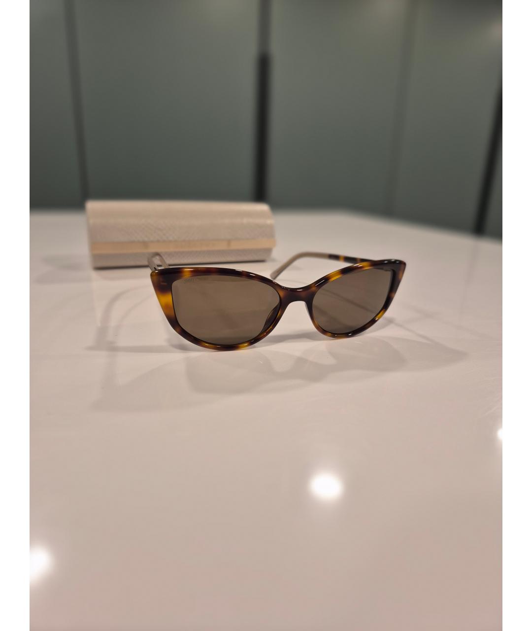 JIMMY CHOO Коричневые пластиковые солнцезащитные очки, фото 2