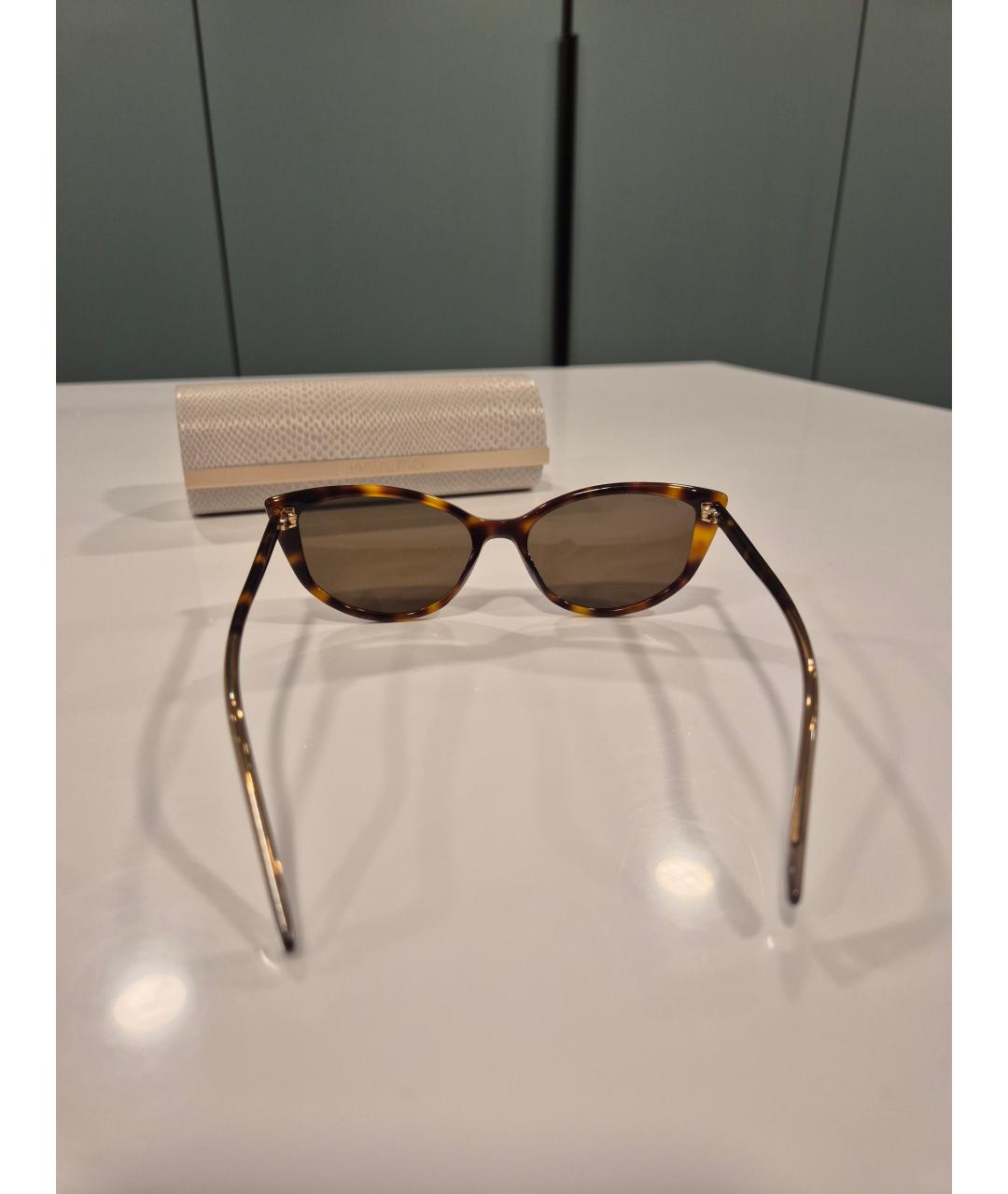 JIMMY CHOO Коричневые пластиковые солнцезащитные очки, фото 8