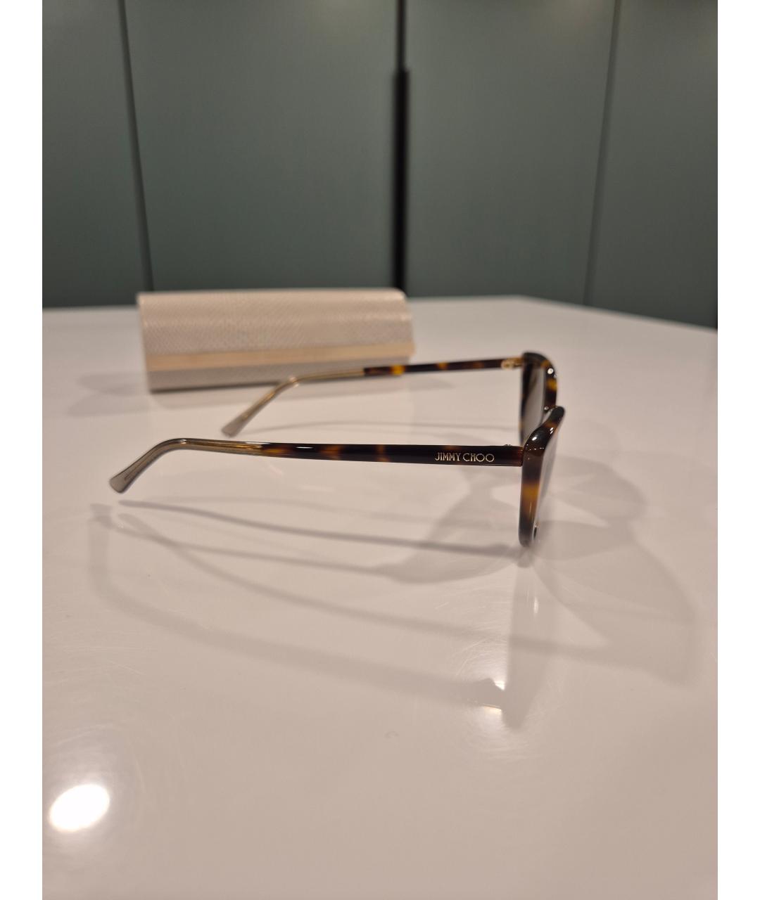 JIMMY CHOO Коричневые пластиковые солнцезащитные очки, фото 3