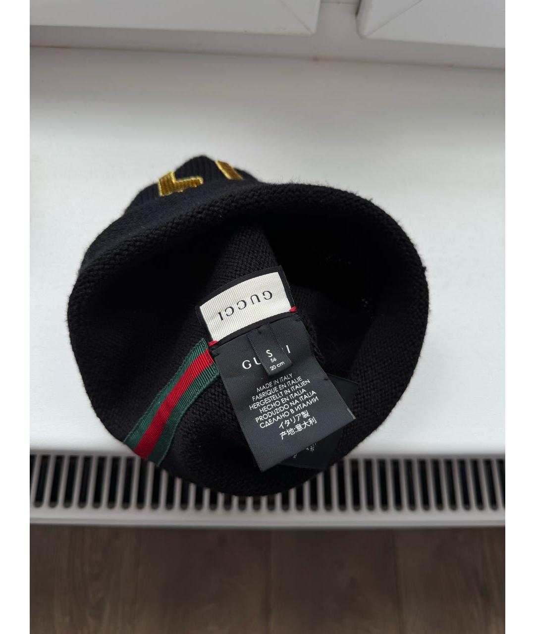 GUCCI Черная шерстяная шапка, фото 3