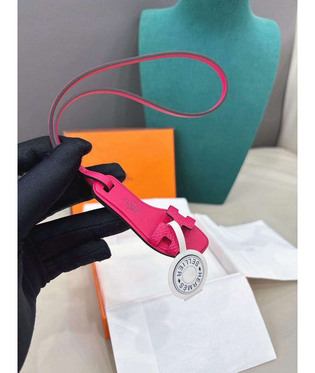 HERMES Розовый брелок, фото 3