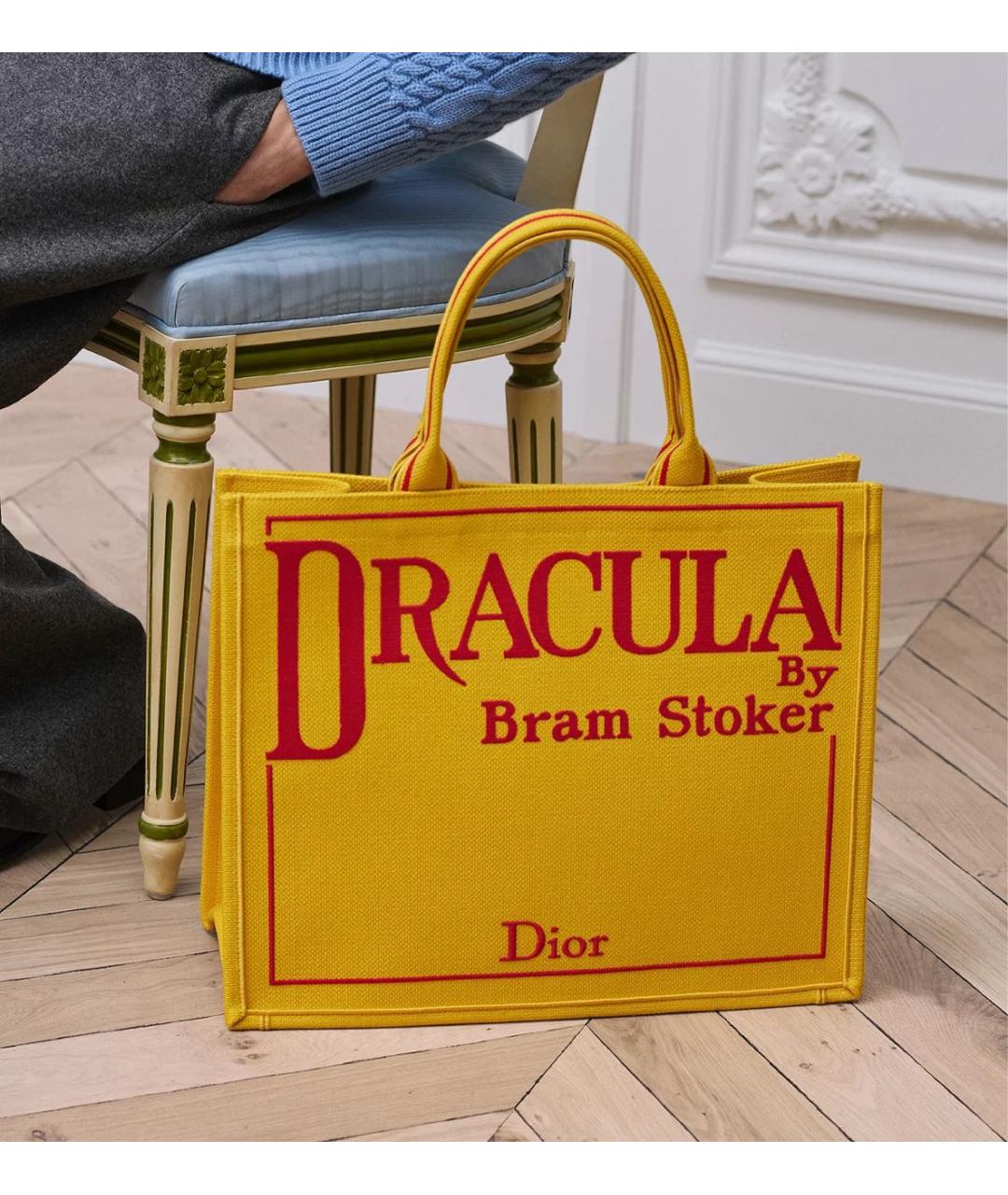 CHRISTIAN DIOR Желтая деним сумка тоут, фото 2