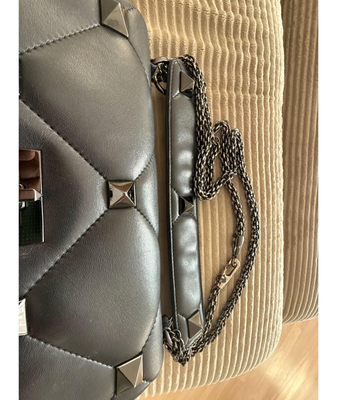 VALENTINO Черная кожаная сумка через плечо, фото 6