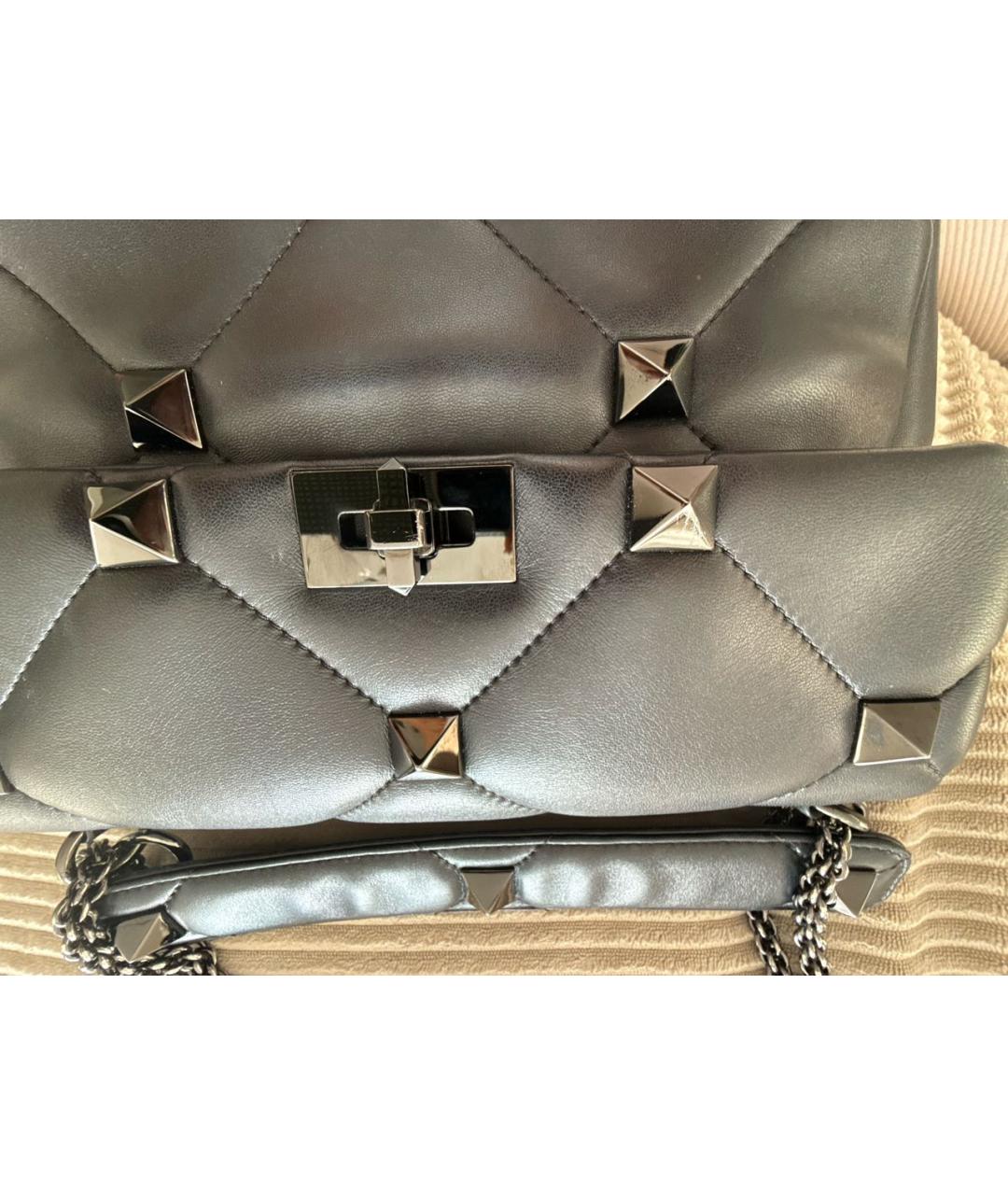 VALENTINO Черная кожаная сумка через плечо, фото 5