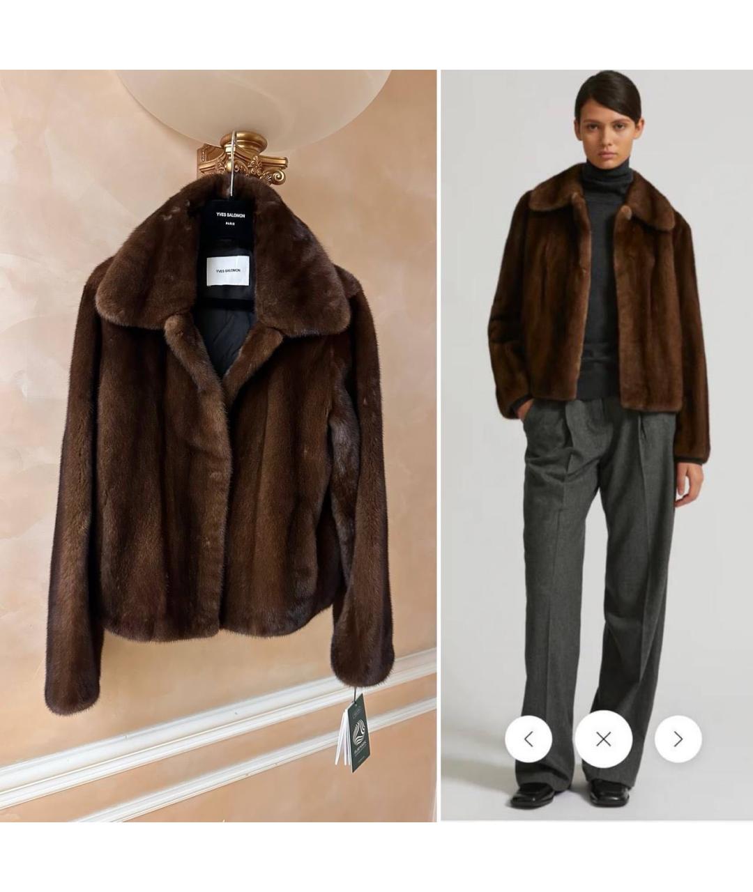 YVES SALOMON Коричневая меховая шуба, фото 6