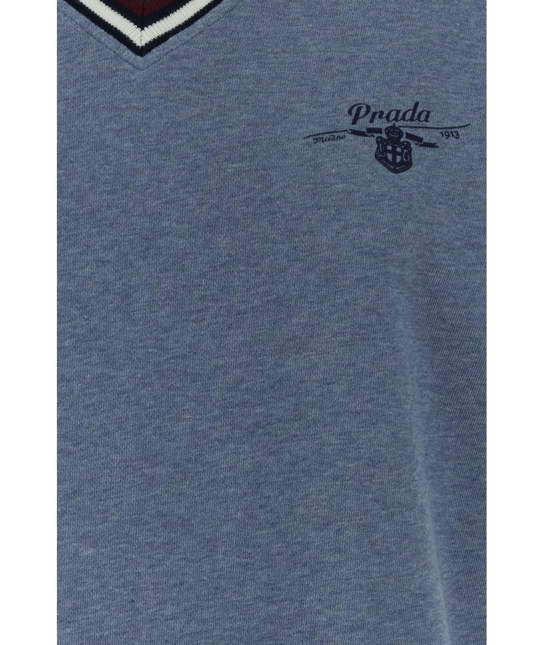 PRADA Голубая хлопковая футболка, фото 3