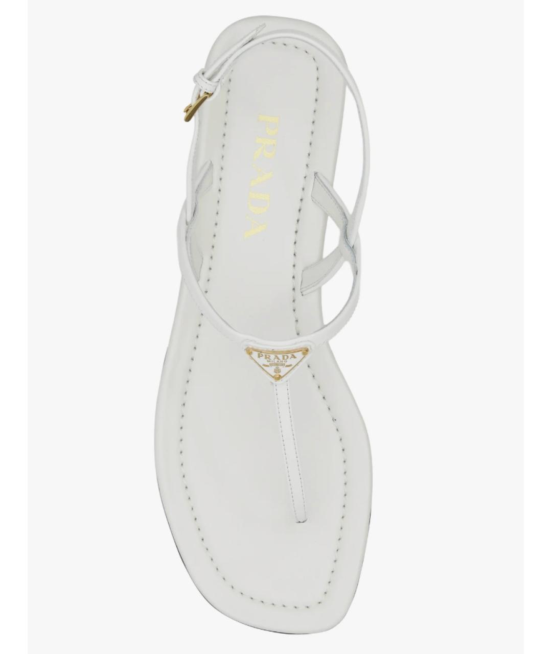 PRADA Белые кожаные сандалии, фото 4