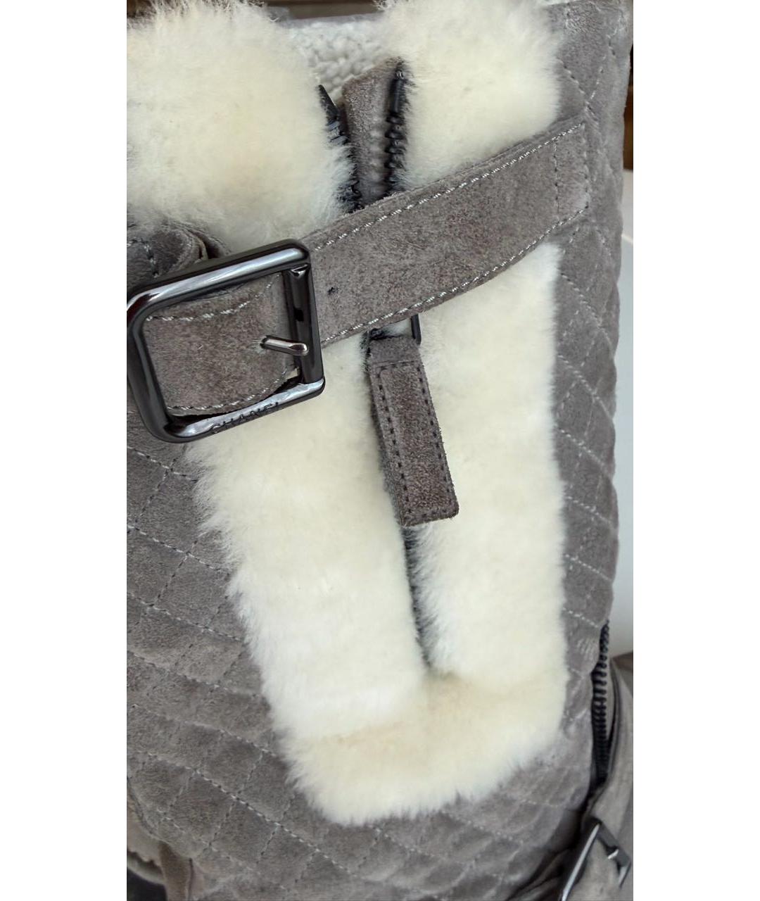 CHANEL Серые замшевые сапоги, фото 5