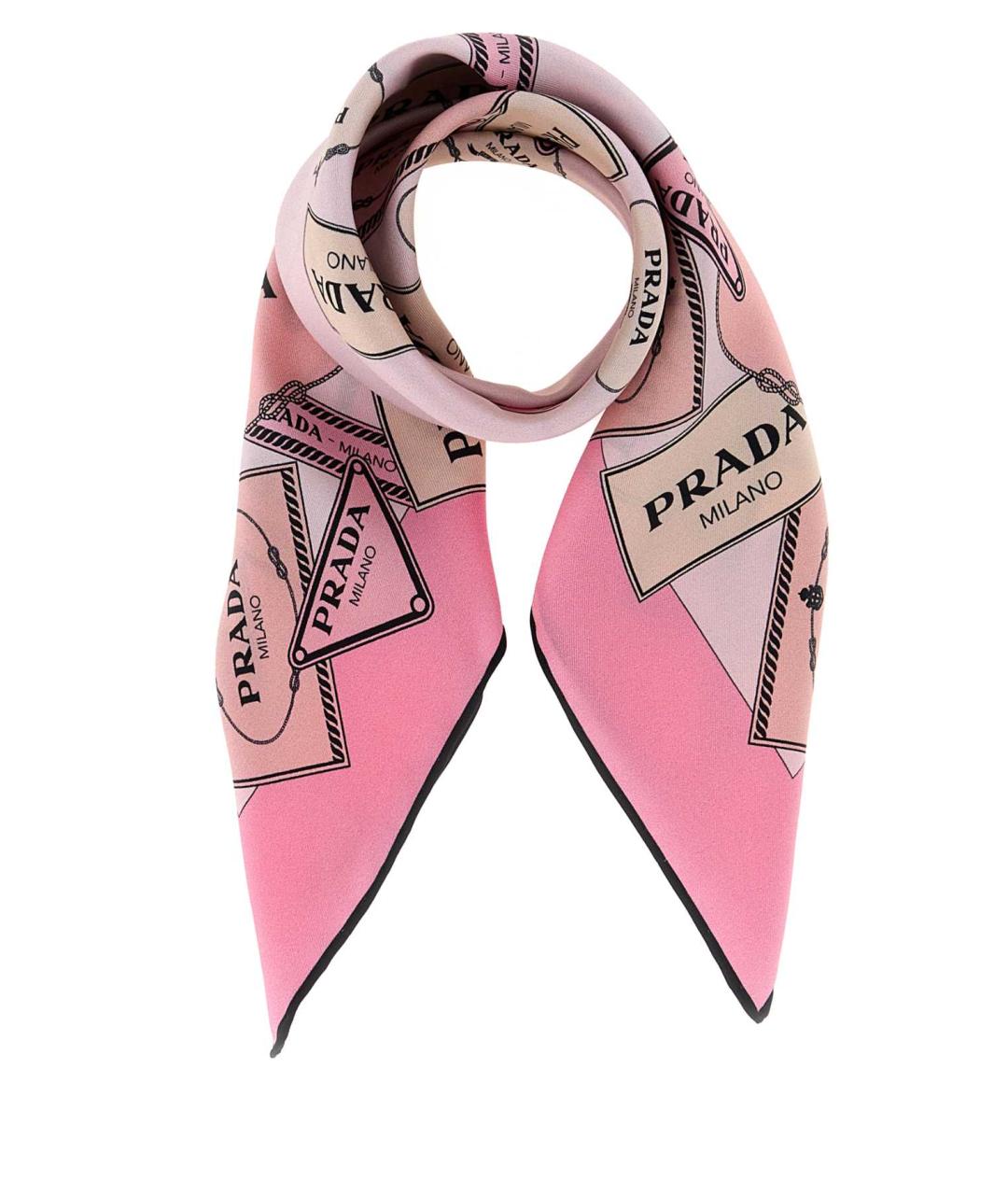 PRADA Розовый шелковый шарф, фото 1
