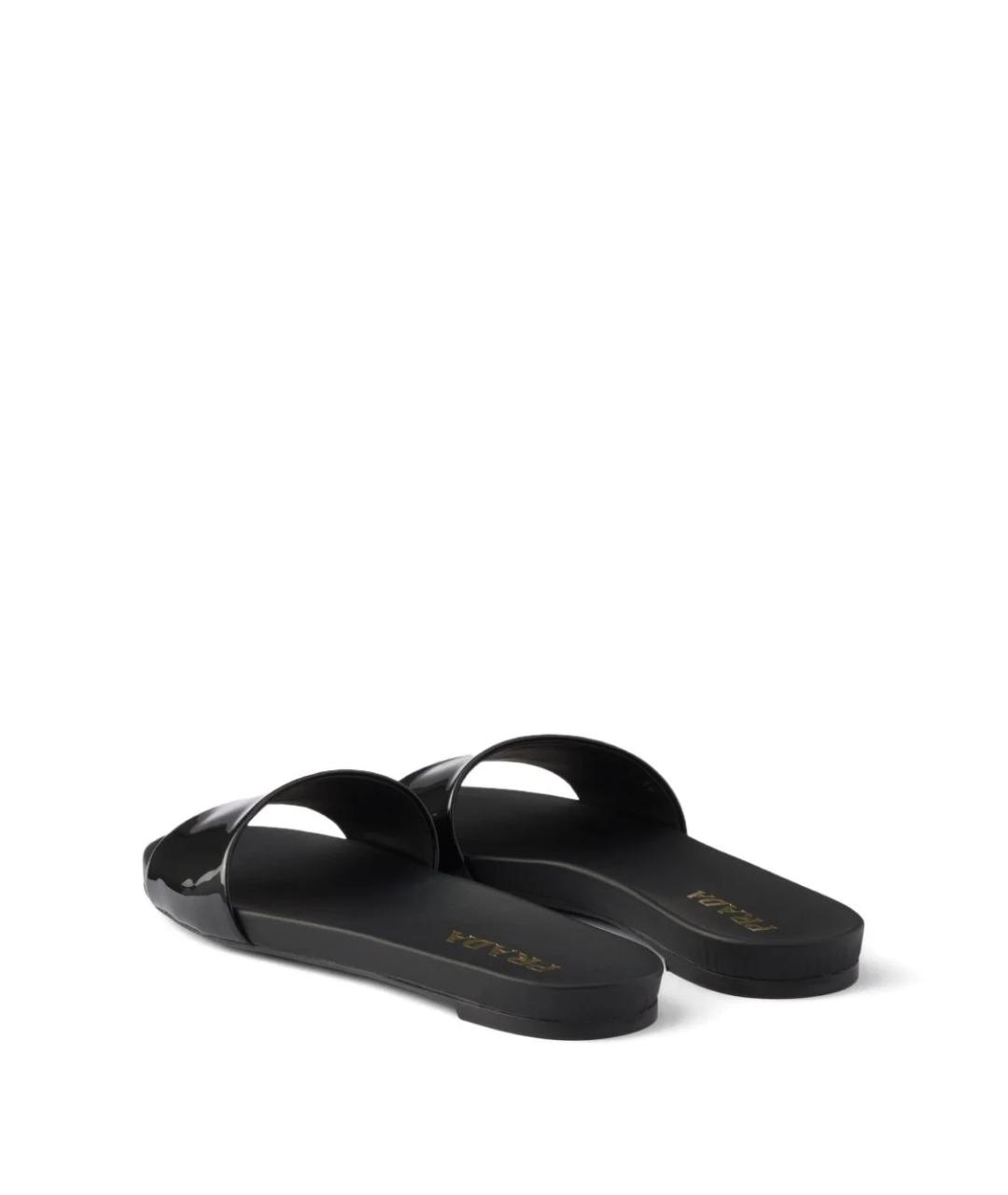 PRADA Черные шлепанцы из лакированной кожи, фото 4