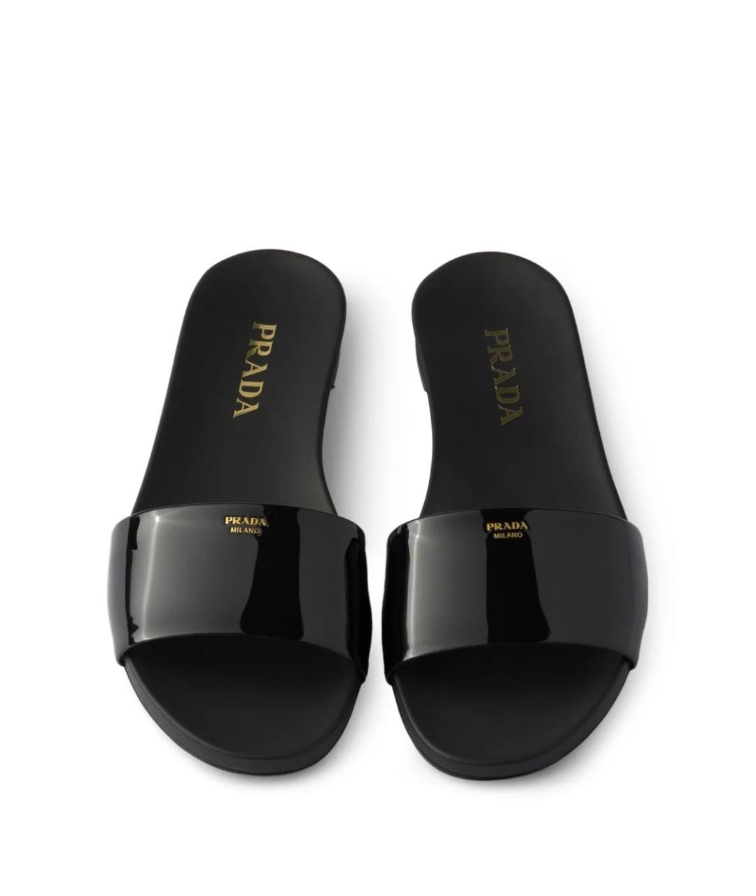 PRADA Черные шлепанцы из лакированной кожи, фото 5