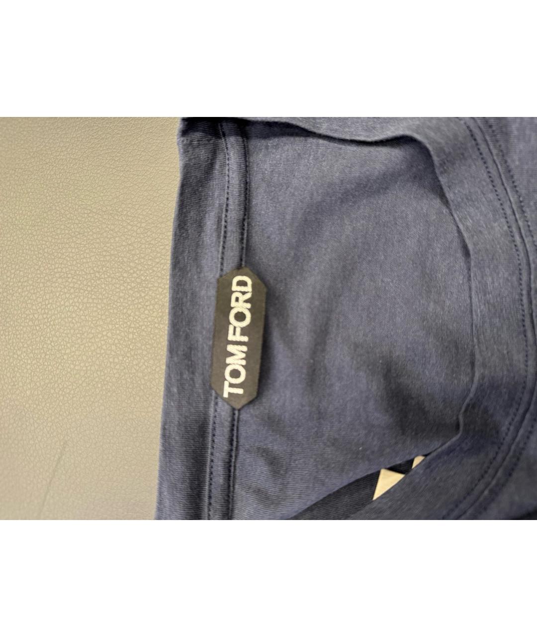 TOM FORD Темно-синяя хлопковая футболка, фото 4