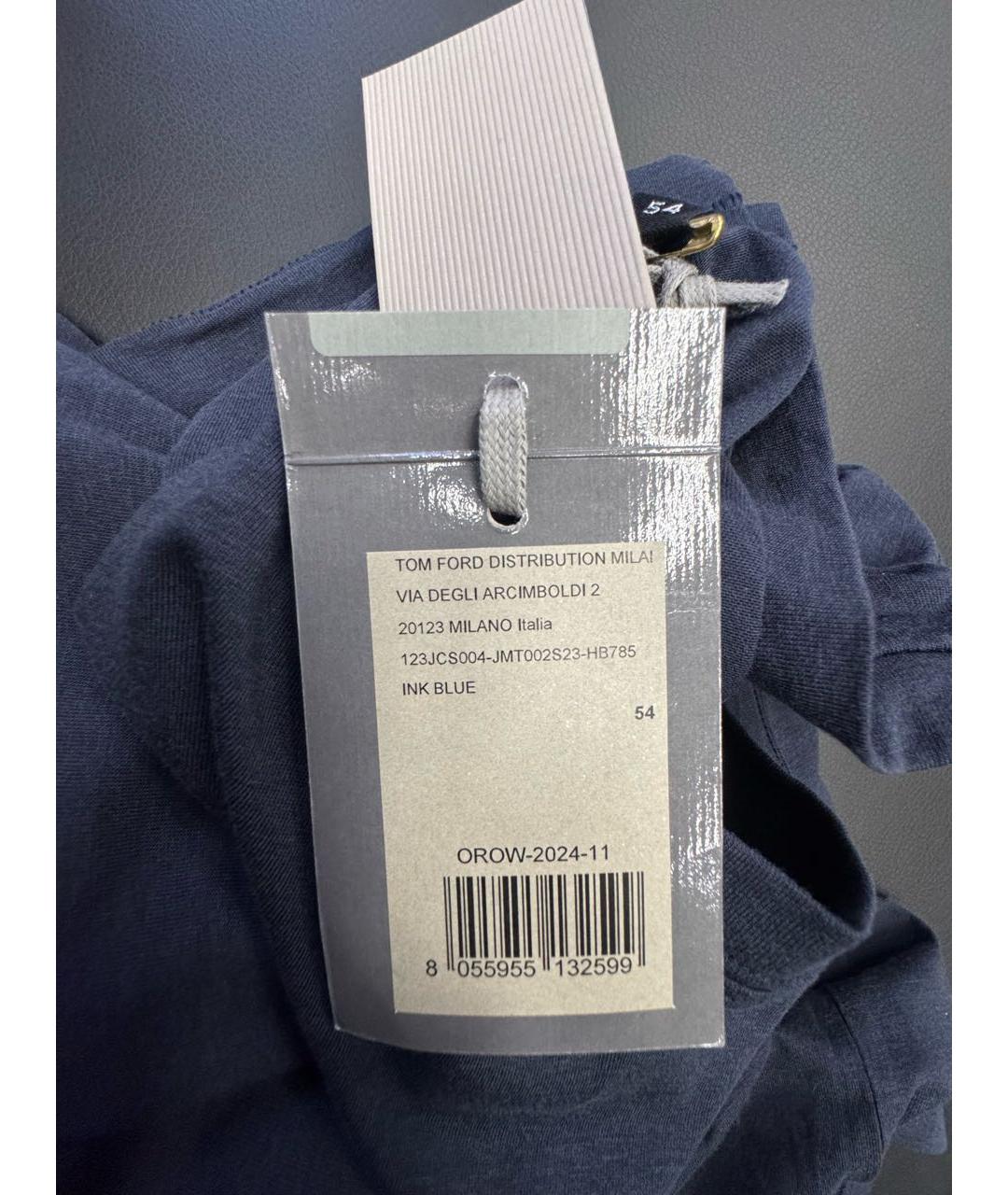 TOM FORD Темно-синяя хлопковая футболка, фото 5