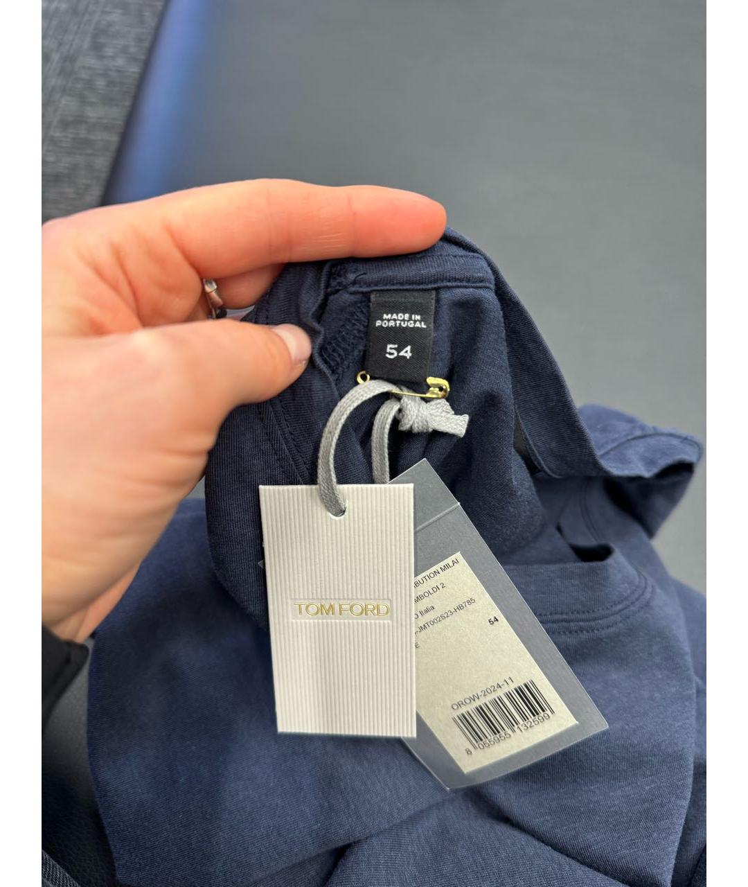 TOM FORD Темно-синяя хлопковая футболка, фото 3