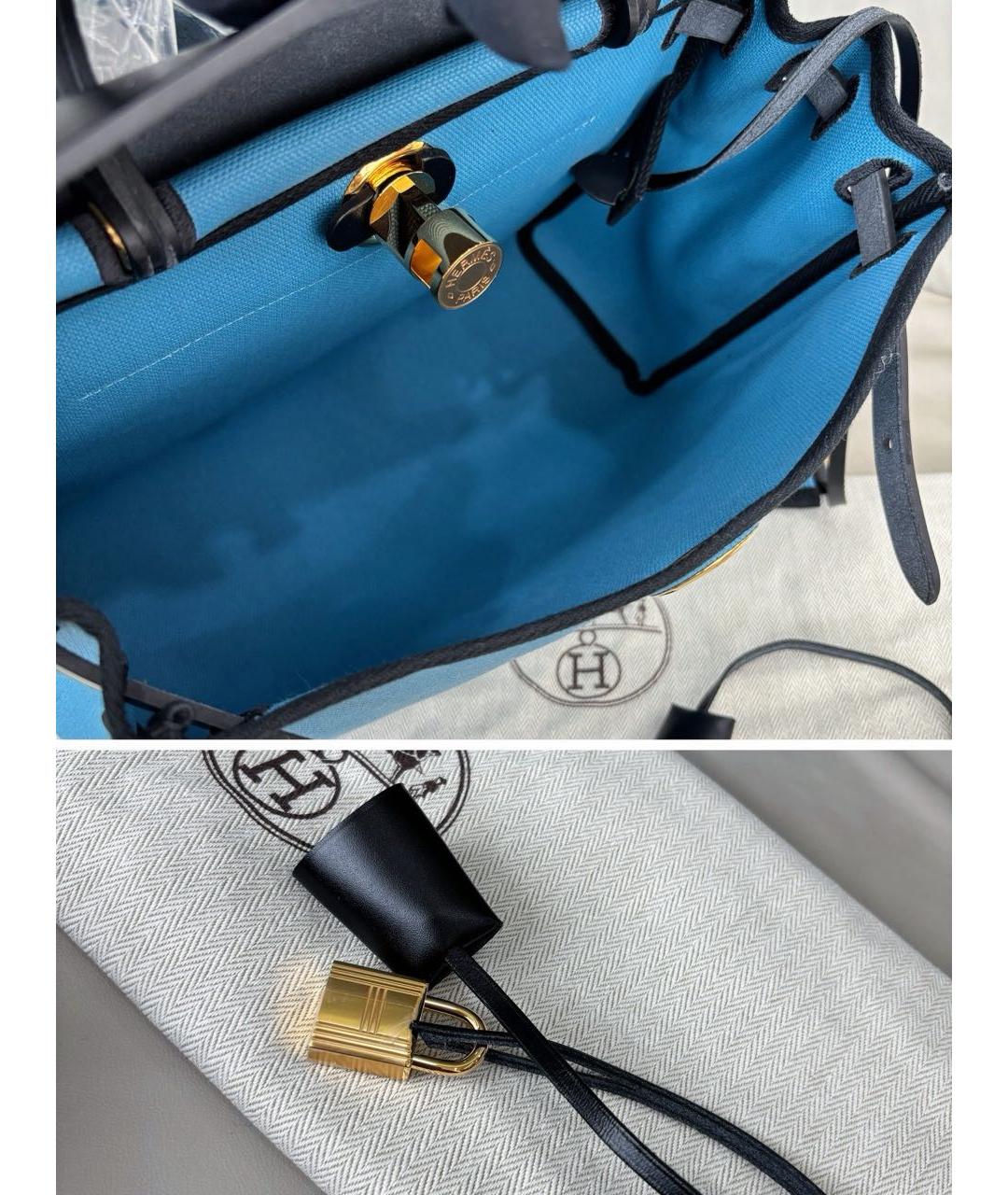 HERMES Голубая сумка с короткими ручками, фото 8