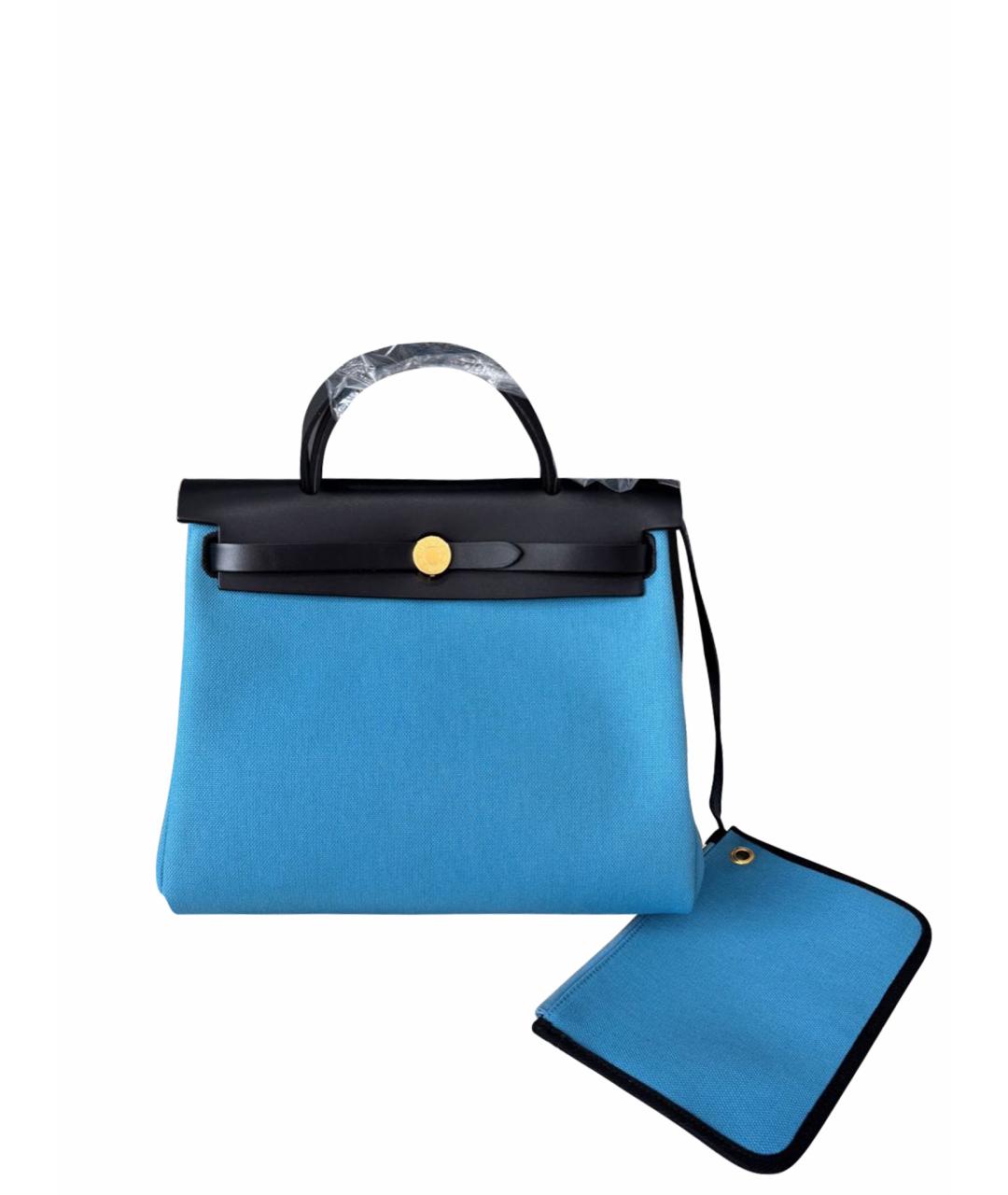 HERMES Голубая сумка с короткими ручками, фото 1