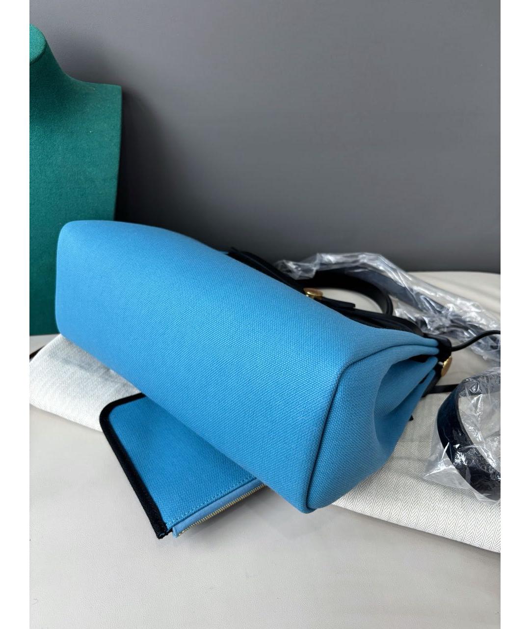 HERMES Голубая сумка с короткими ручками, фото 5