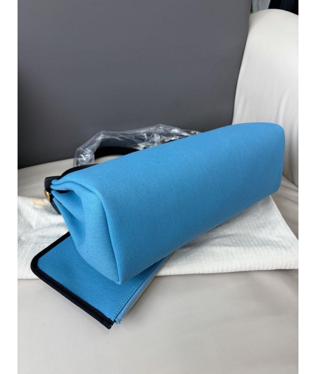 HERMES Голубая сумка с короткими ручками, фото 6