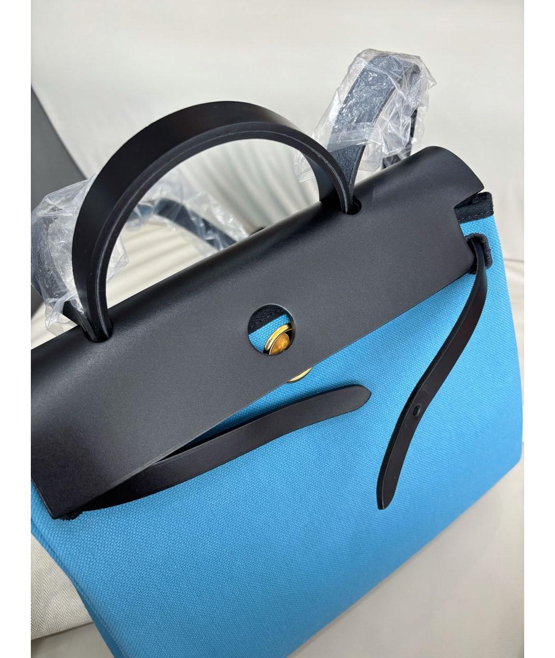HERMES Голубая сумка с короткими ручками, фото 7