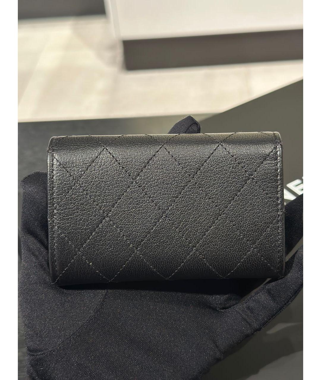 CHANEL Черный кожаный кошелек, фото 5