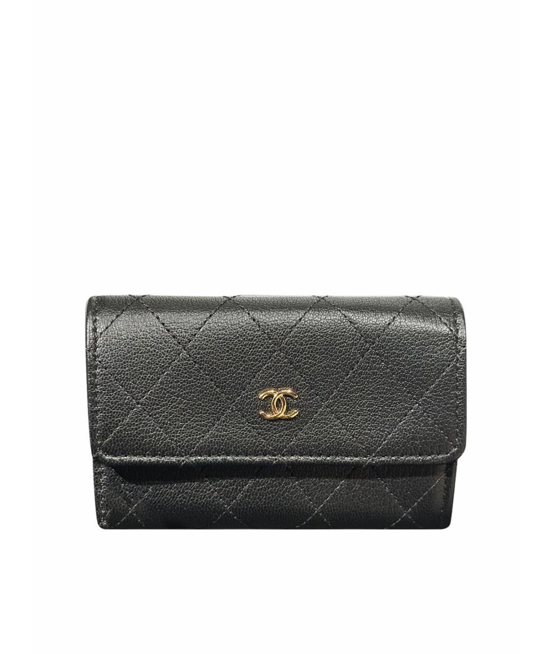 CHANEL Черный кожаный кошелек, фото 1