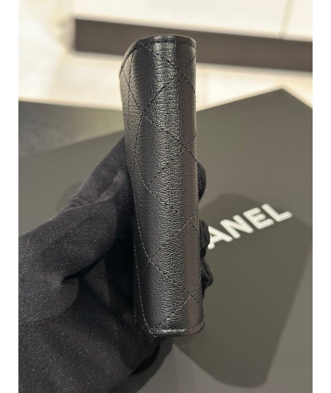 CHANEL Черный кожаный кошелек, фото 6