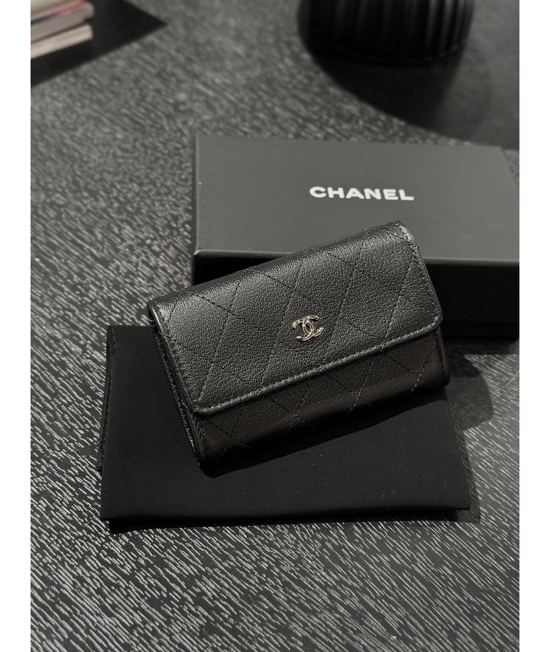 CHANEL Черный кожаный кошелек, фото 2