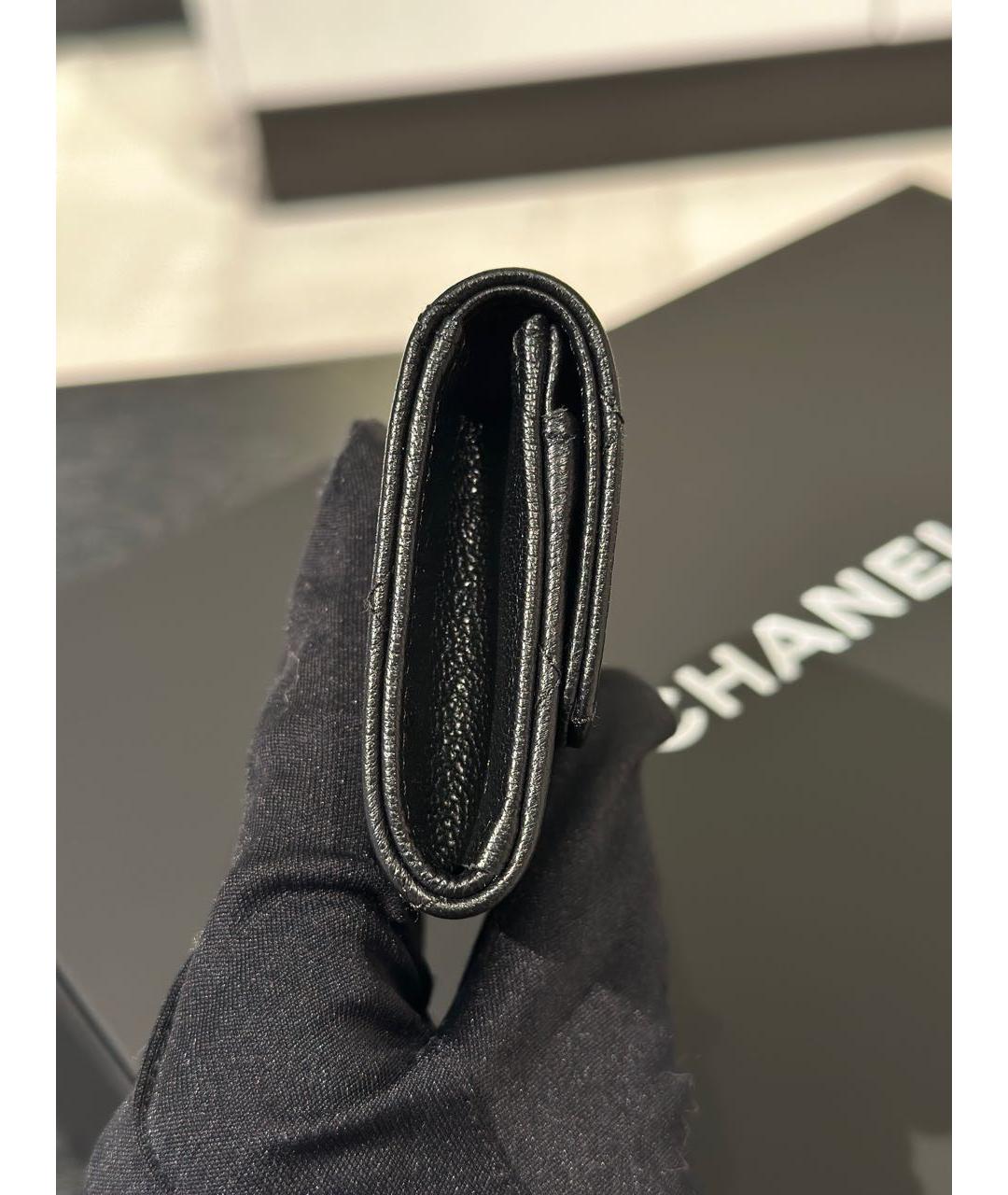 CHANEL Черный кожаный кошелек, фото 4