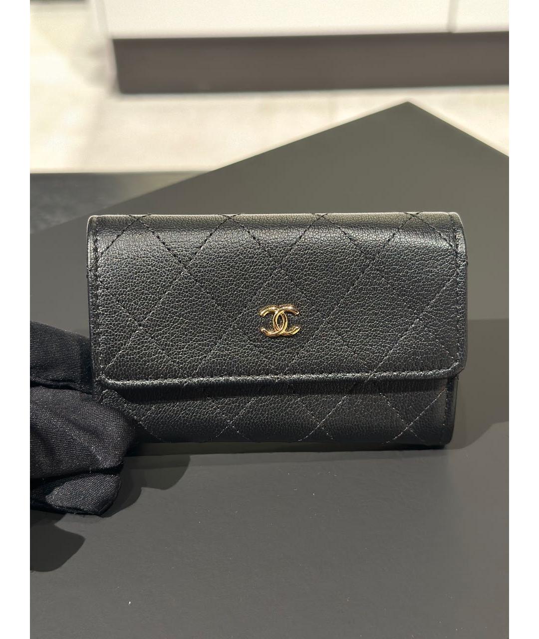 CHANEL Черный кожаный кошелек, фото 9