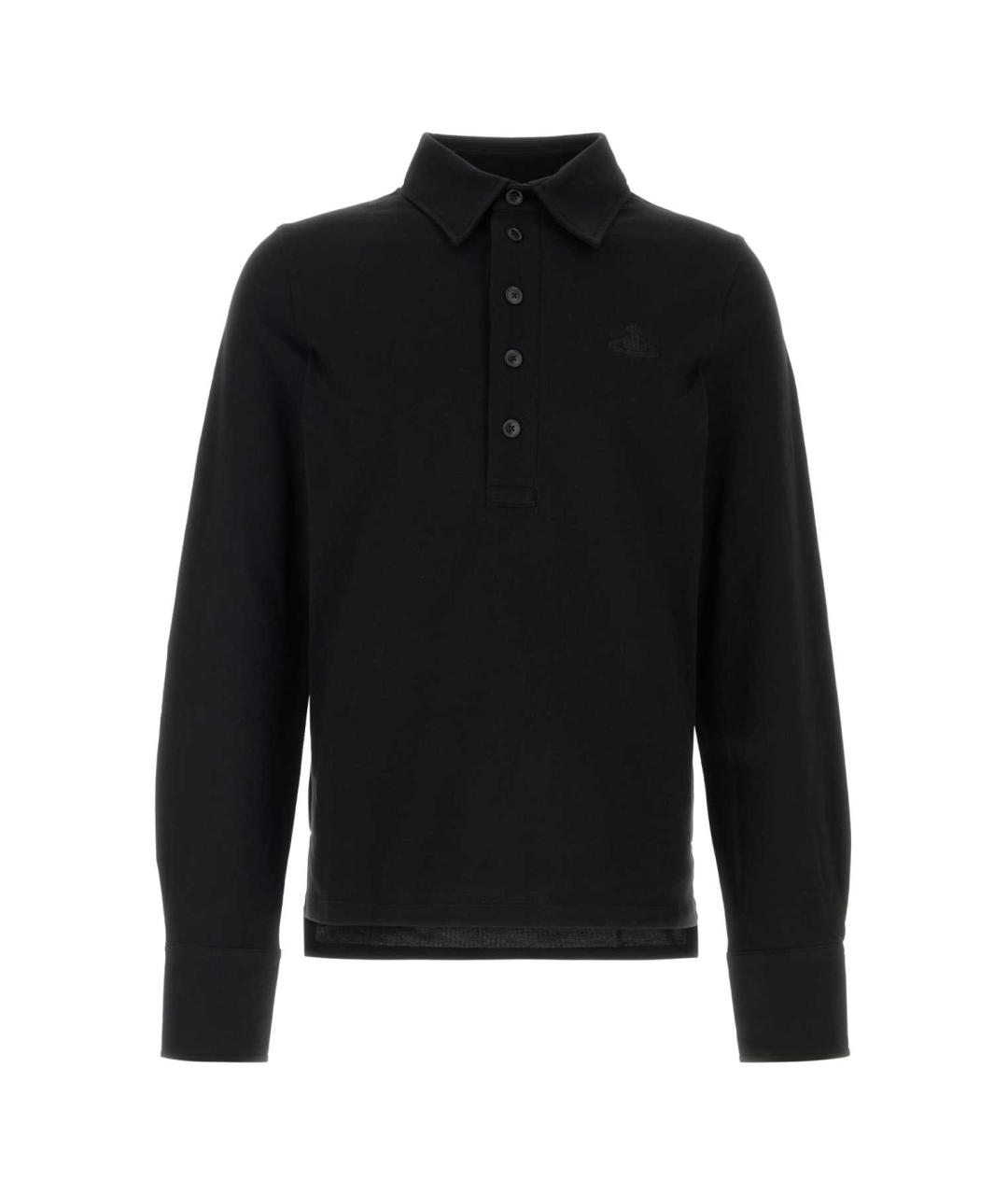 VIVIENNE WESTWOOD Черное хлопковое поло с длинным рукавом, фото 1