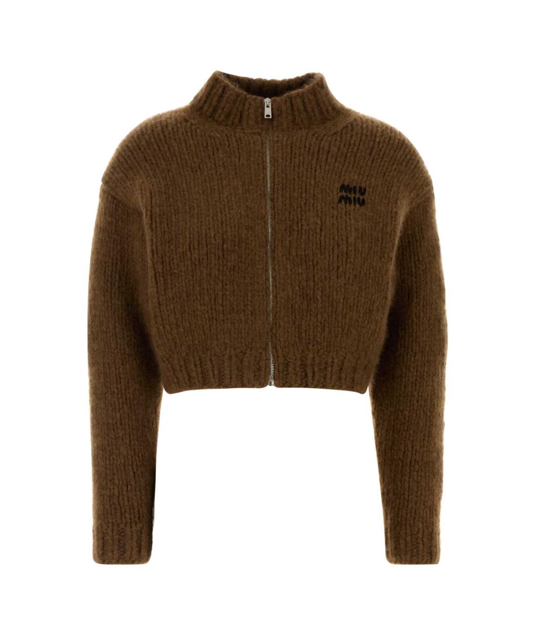 MIU MIU Коричневый кашемировый кардиган, фото 1
