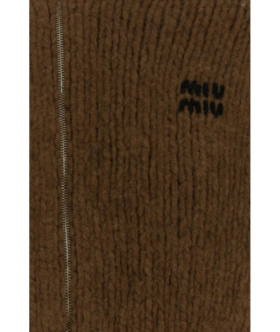 MIU MIU Коричневый кашемировый кардиган, фото 3