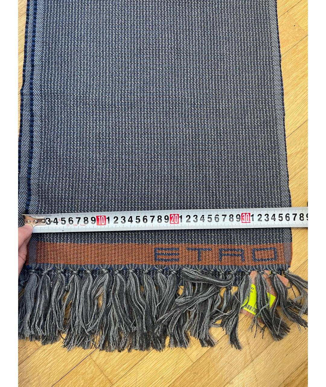 ETRO Синий шерстяной шарф, фото 5