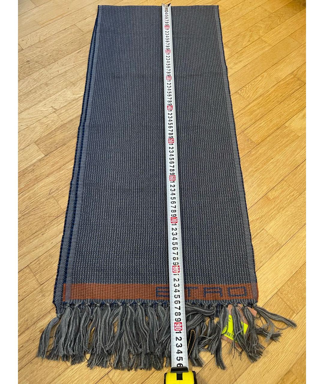ETRO Синий шерстяной шарф, фото 6