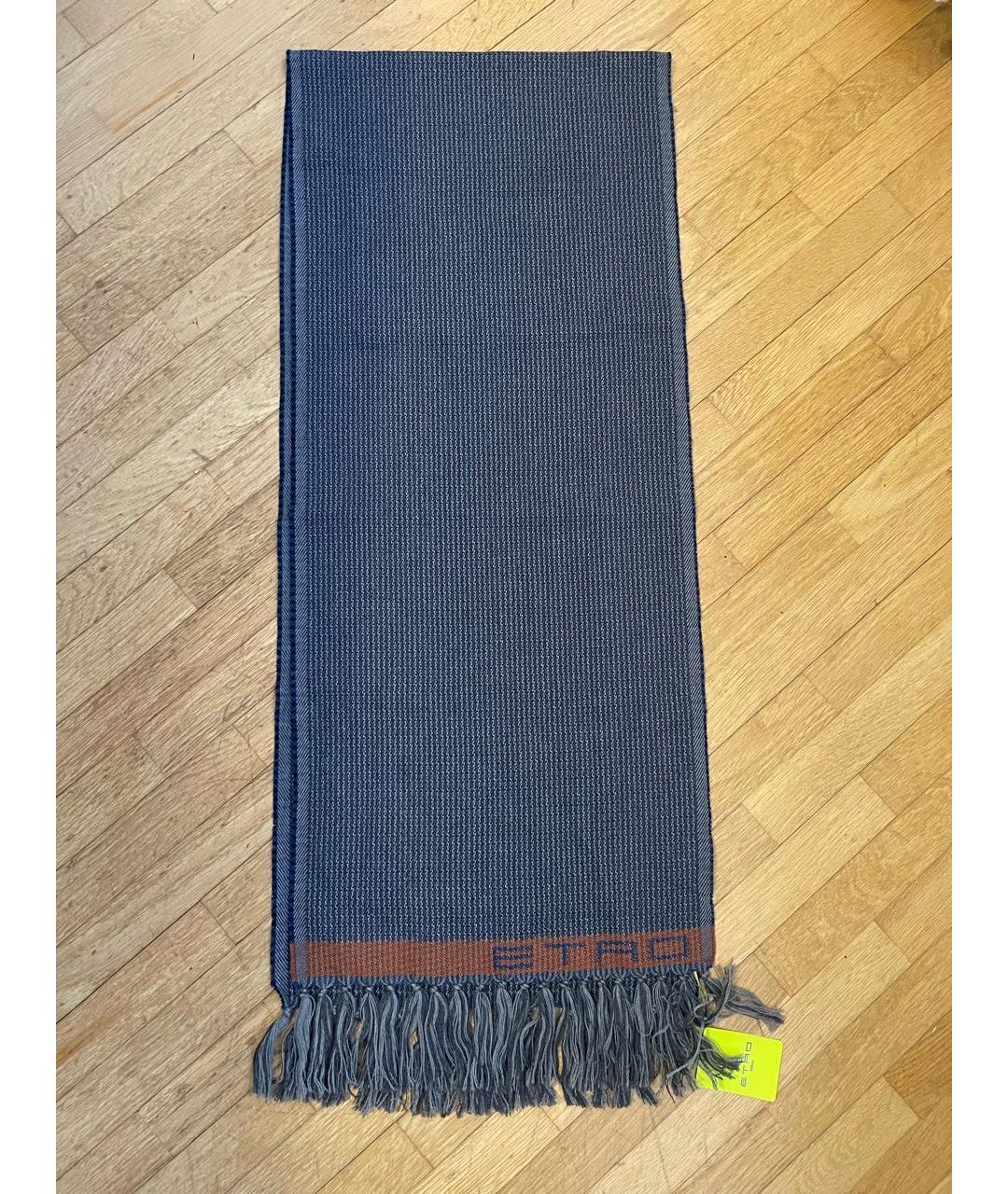 ETRO Синий шерстяной шарф, фото 8
