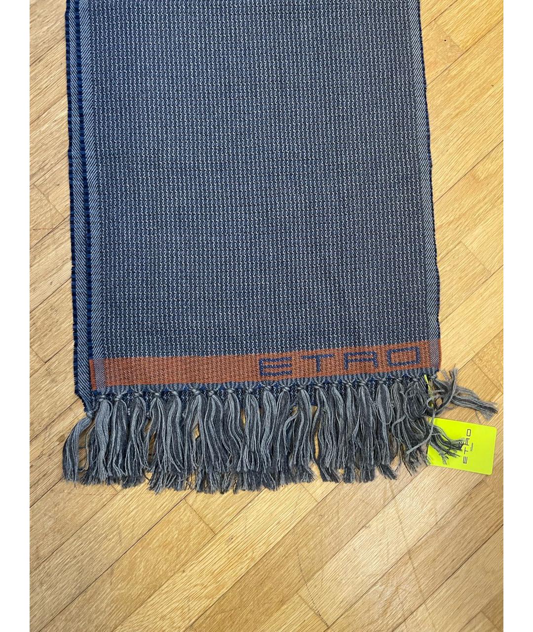 ETRO Синий шерстяной шарф, фото 2