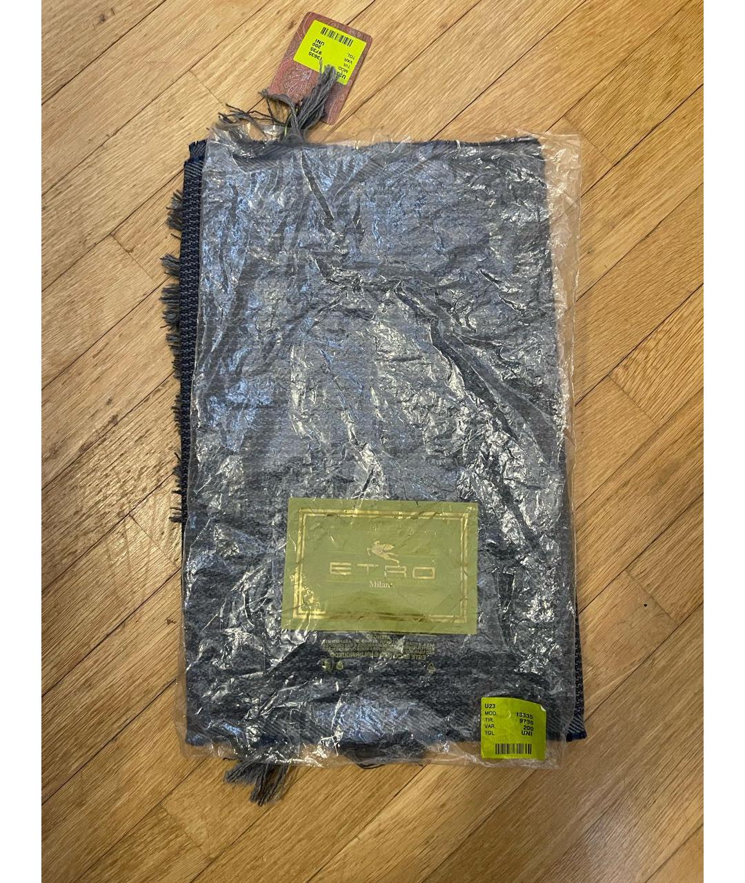 ETRO Синий шерстяной шарф, фото 7