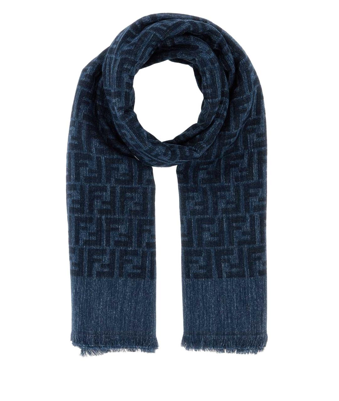 FENDI Темно-синий хлопковый шарф, фото 1