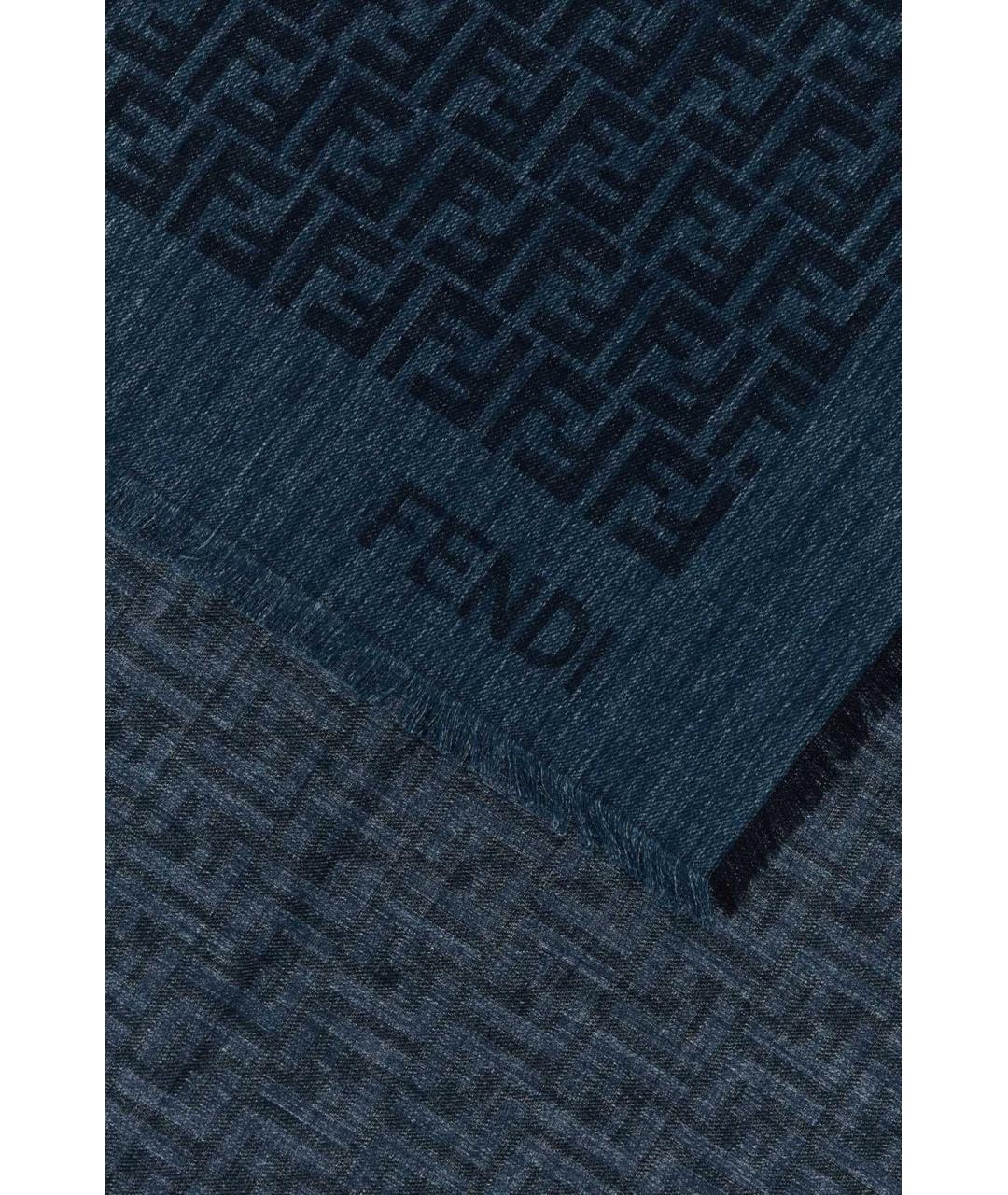 FENDI Темно-синий хлопковый шарф, фото 2