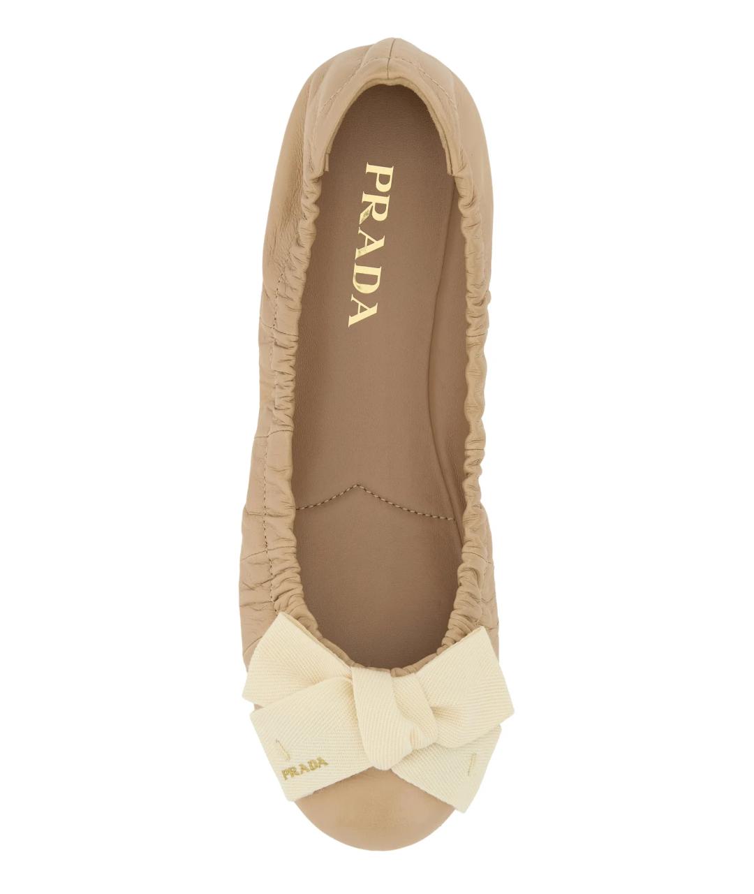 PRADA Бежевые кожаные балетки, фото 4