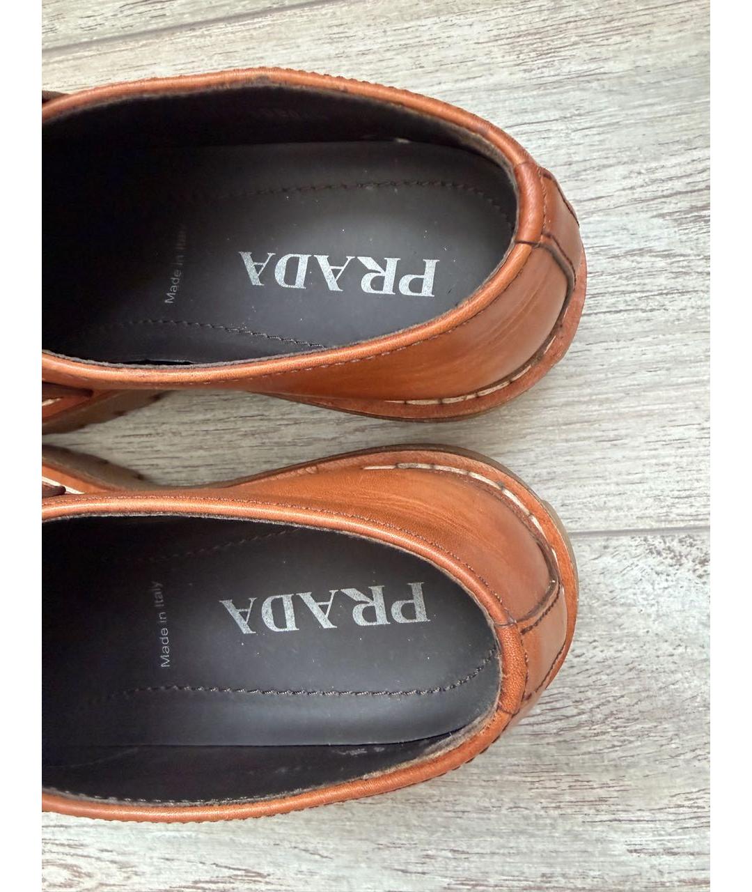 PRADA Коричневые кожаные лоферы, фото 5