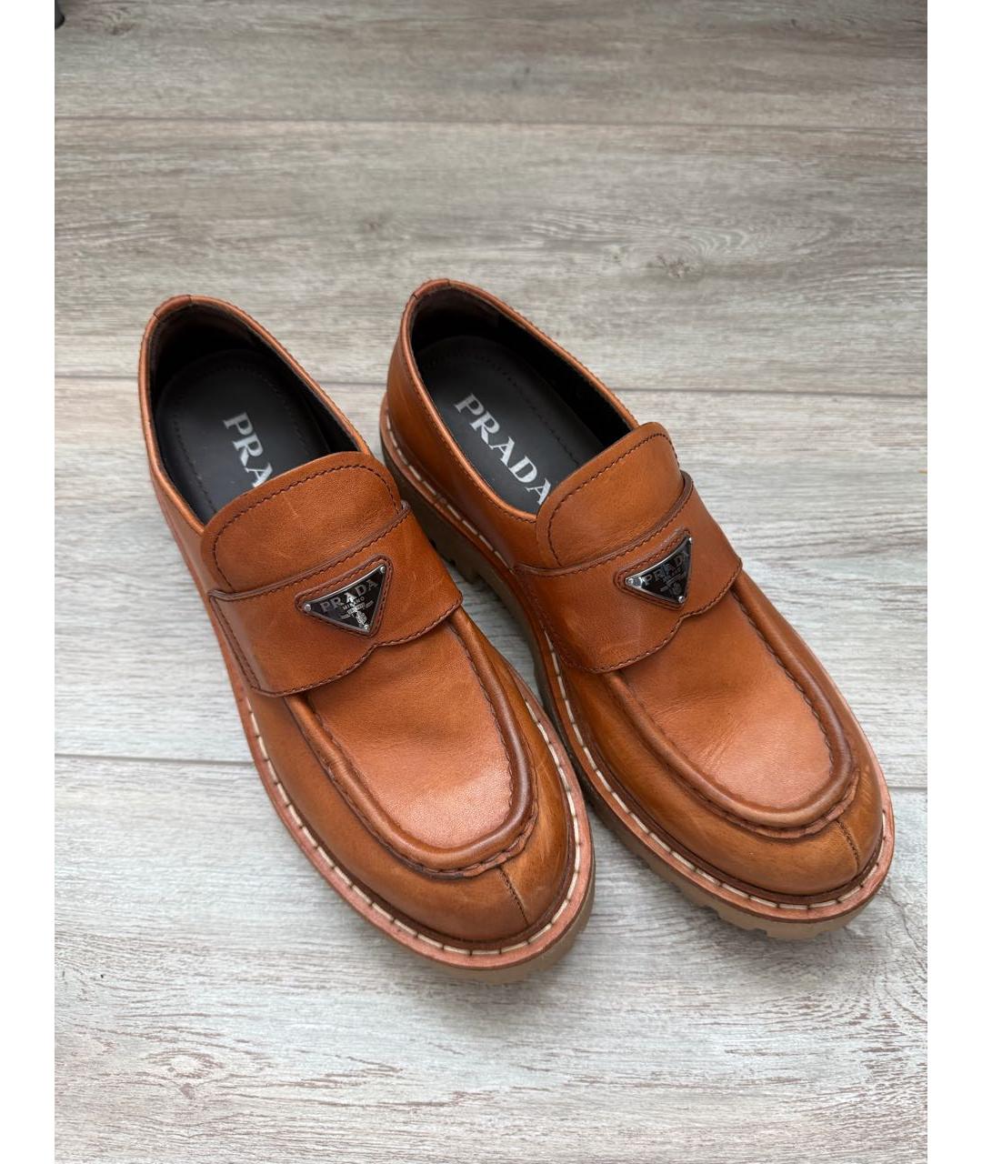 PRADA Коричневые кожаные лоферы, фото 2