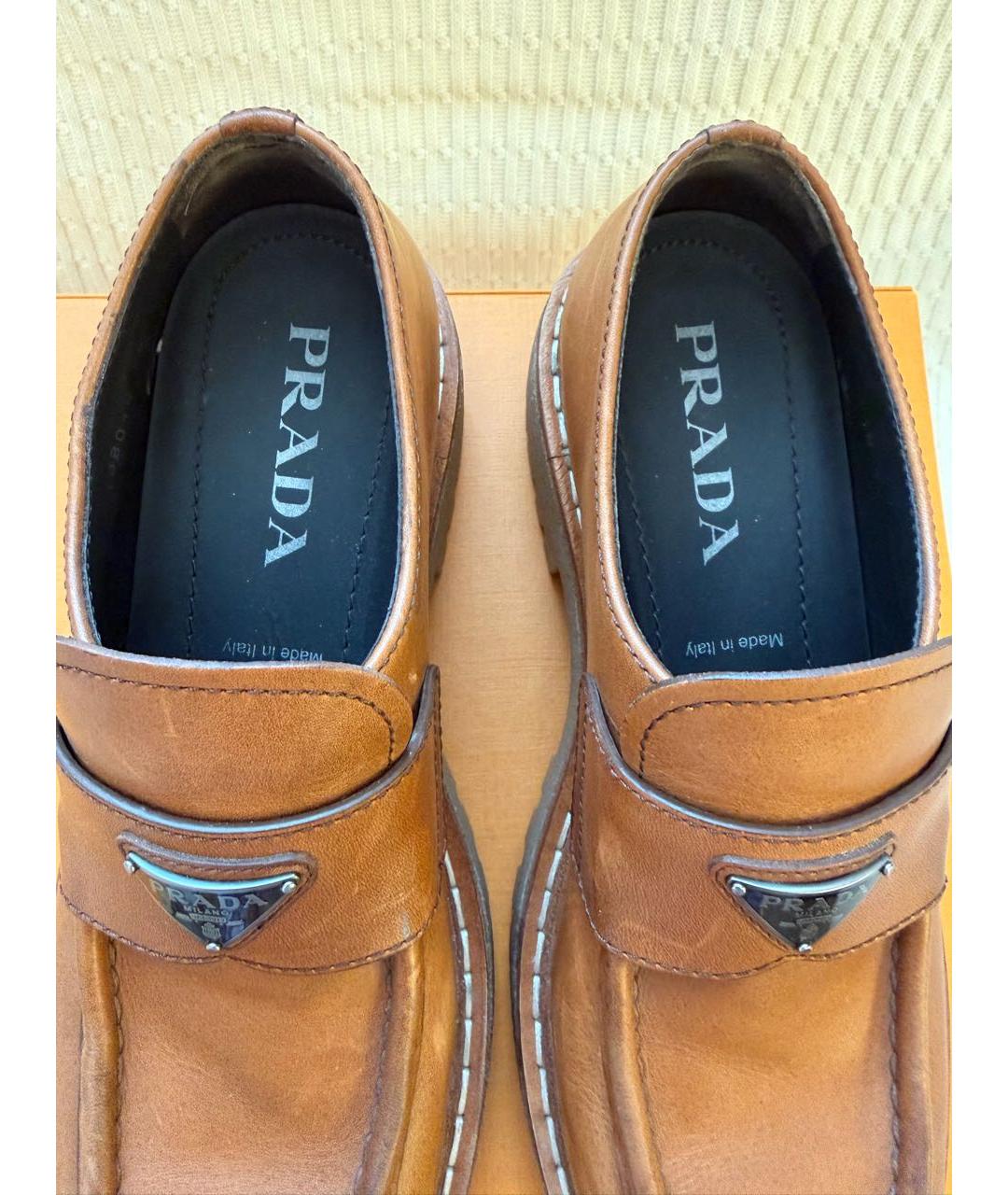 PRADA Коричневые кожаные лоферы, фото 8