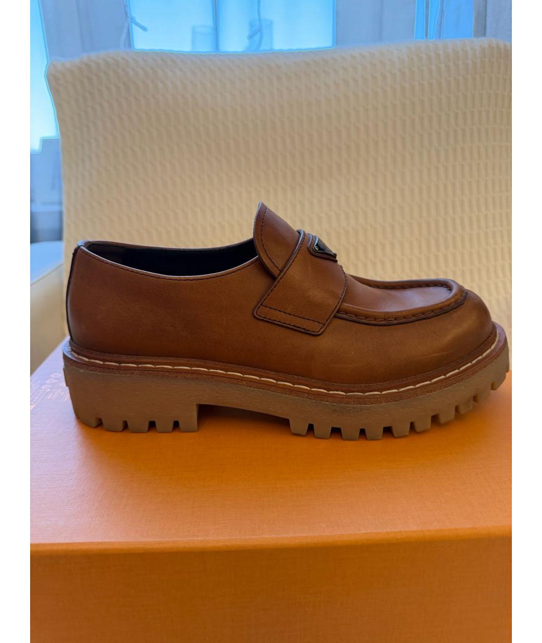 PRADA Коричневые кожаные лоферы, фото 9