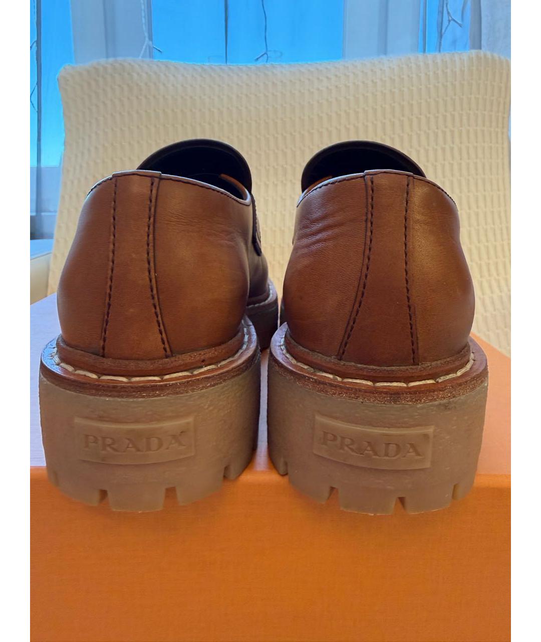 PRADA Коричневые кожаные лоферы, фото 4
