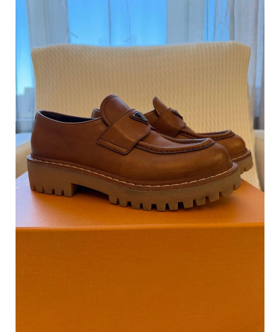 PRADA Коричневые кожаные лоферы, фото 3