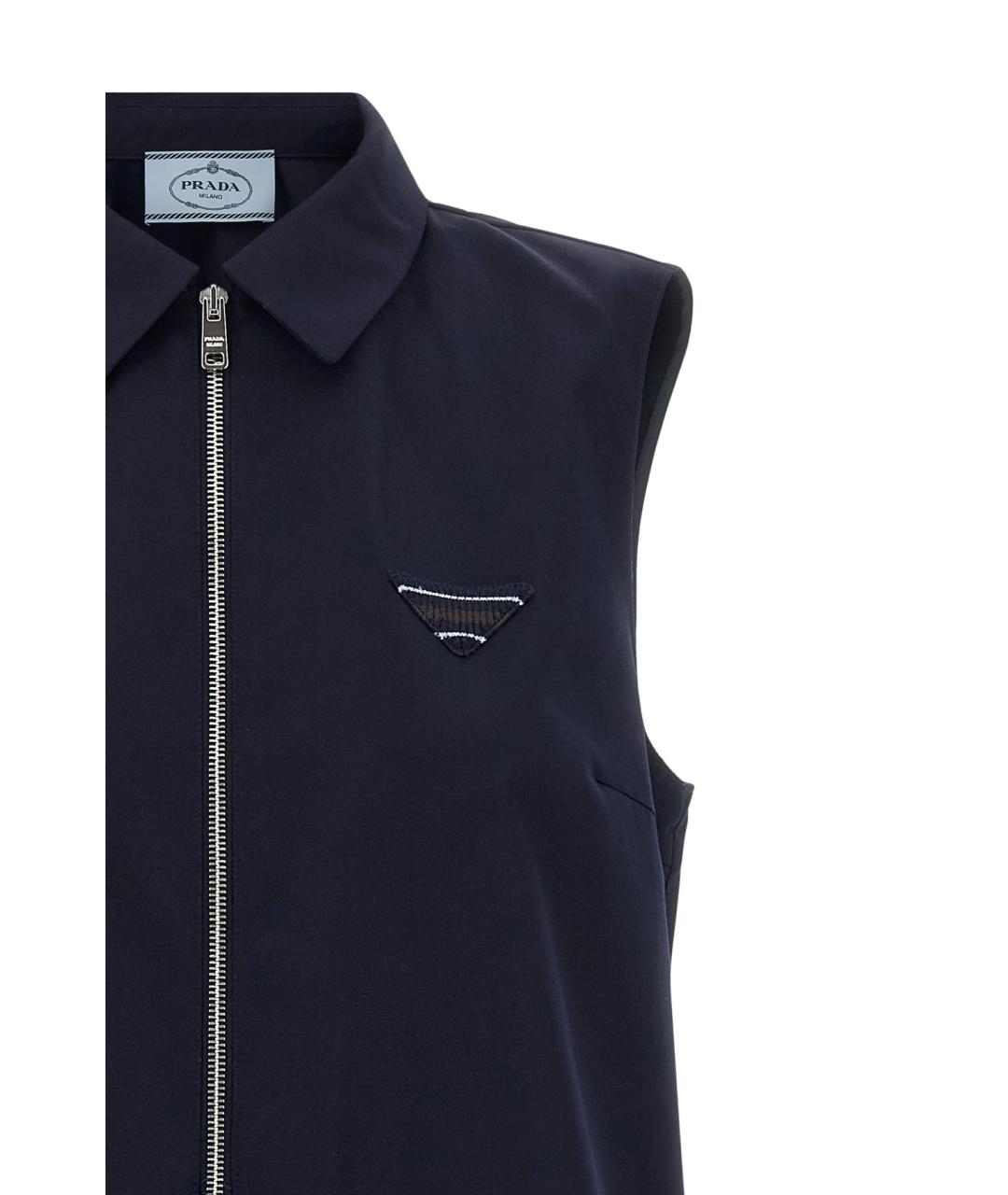 PRADA Темно-синее полиэстеровое повседневное платье, фото 3