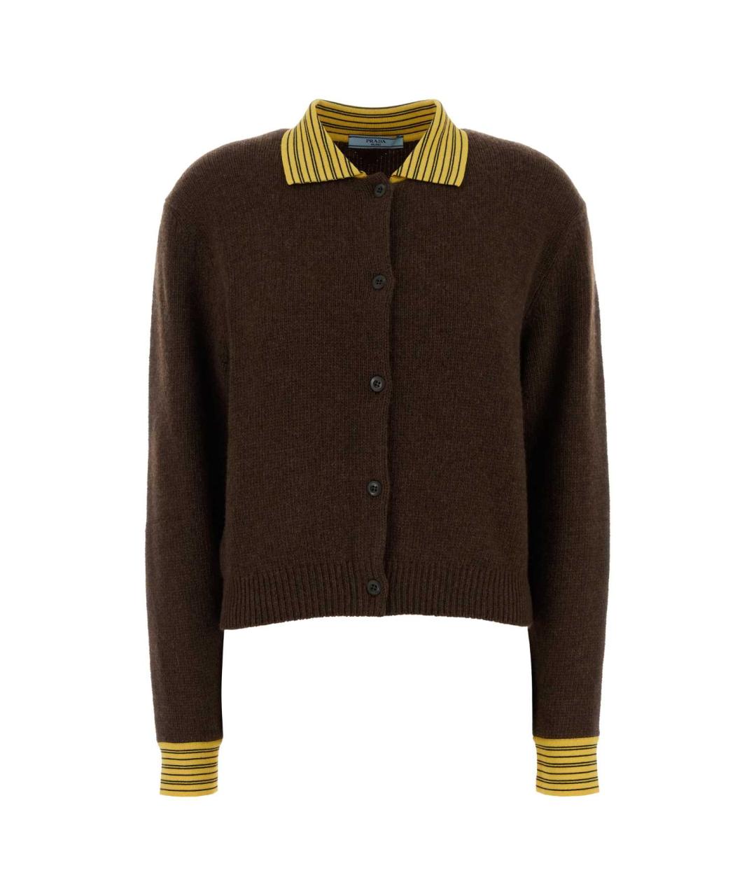 PRADA Коричневый кашемировый кардиган, фото 1