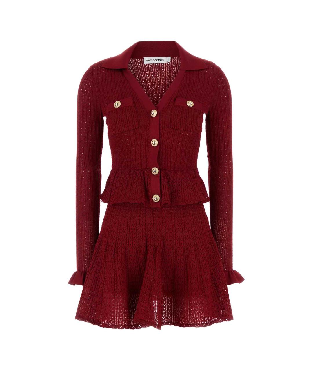 SELF-PORTRAIT Бордовое вискозное повседневное платье, фото 1