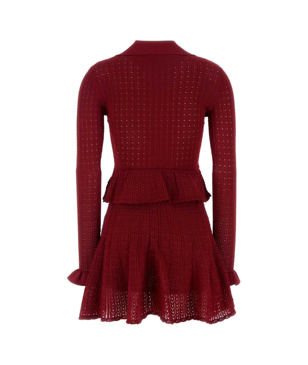 SELF-PORTRAIT Бордовое вискозное повседневное платье, фото 2